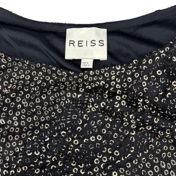Reiss Ivanka Lace Sheath Dress In Black / Cream Size 2 - Picture 4 of 7